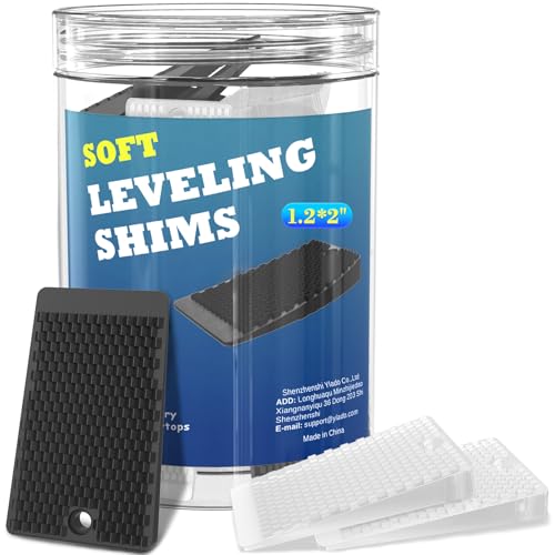 Furniture Levelers Black & Clear, 32 Piece Jar 2“, Rubber Shims for Leveling, Mix Color Wedge for Table Leg, Toilet, Bed & Couch, Small Shims for All Kinds of Furniture, Cuttable and Stackable - size: Black&clear