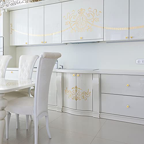 Ravinte 5 Pack Crystal Knobs for Dresser Drawers Glass Cabinet Knobs Diamond Shaped Drawer Knobs - 30 mm Knobs with Gold Base - color: Gold
