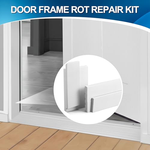 CroBlissful Pine Wood Door Frame Rot Repair Kit, 6-9/16" x 12" All-in-One Exterior Door Jamb Reinforcement Kit for Inward-Opening Doors & Window Sills, Durable Wetproof Paint, DIY Friendly - size: 6-9/16" W X 12" L