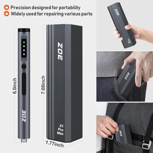 ZOE Electric Screwdriver, Mini Precision Screwdriver Set Cordless Screw driver Kit Small Power Magnetic Storage Bits, Settings Repair Tool Kit for Electronics Laptop Phone Camera Glasses Watch