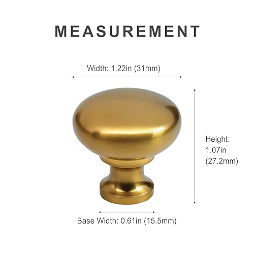 HESTIA HARDWARE | Cabinet Knob | Gold | 1-1/4 inch Diameter | 10 Pack | Drawer Knob | Cabinet Hardware (Z1.10.L) - color: Gold