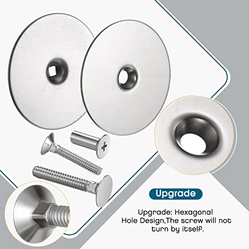 2 Set Door Hole Cover Plate 2-5/8" Diameter Door Hole Filler Plate Stainless Steel Knob, Increase Home Security on Entry, Silver