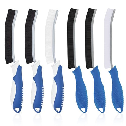 TQRR Cleaning Brush-Hard Crevice Cleaning Brushes, Multifunctional Window Groove Brushes, Grout Brush, Cleaning Tool for Bathroom, Kitchen, Toilet, Tile, Sink, Home (6, Blue) - color: Blue