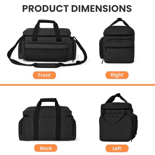 VJI Heavy Duty Tool Bag with Multi-Pockets, Portable Storage Bag with Large Zipper, Carrying Toolbag with Adjustable Shoulder Strap and Ergonomic Handle, Repairman, Carpenters, Handyman, Black - color: Black