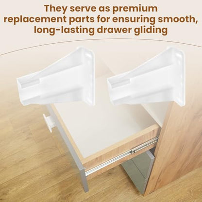 Kitchen Drawer Rail Bracket for Prime-Line R 7240 Rear Drawer Track Back Plate, Nylon Drawer Side Track Brackets, White -1 Pair