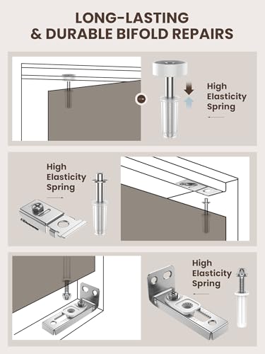 Bifold Door Hardware Repair Kit - 2 Pack Bi-fold Sliding Closet Door Hardware Kit for 7/8" to 1" Track, Folding Pocket Door Replacement Parts Set Include Top Bottom Pivots Bracket and Guide Wheel - size: 2 Pack