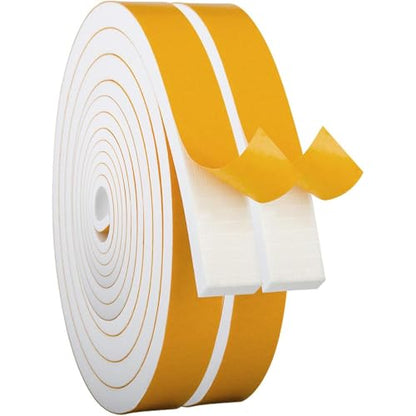 ToLanbbt White Door Window Weather Stripping Self Adhesive Foam Tape High Density Foam Sealing Strip Window Insulation Weatherproof Gasket Tape 1/2" Wide X 1/4" Thick, 21 Ft X 2 Rolls, Total 42 Feet - color: White, size: 1/2 In x 1/4 In x 42Ft