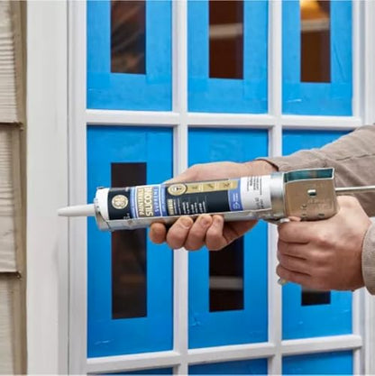 GE Supreme Paintable Silicone Caulk for Window & Door, White, 9.5 fl oz Cartridge, 12 Pack - 100% Waterproof Silicone Sealant, 7X Stronger Adhesion, Freeze & Sun Proof - size: Pack of 12
