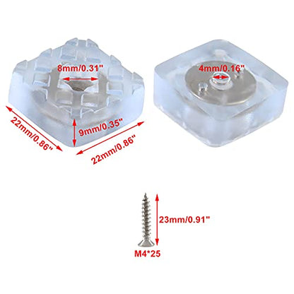 Bonsicoky 20Pcs 0.87Inch/22mm Rubber Furniture Pads with Screws, Clear Square Non Slip Furniture Feet Heavy Duty Couch Feet Covers for Chair, Table, Desk, Sofa - size: 22mm (Square, Clear)