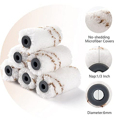 Mister Rui Paint Roller Kit, 25 Pack, 2 Inch Microfiber Paint Rollers 10 mm Nap, Small Paint Roller Kit, Mini Paint Roller, Paint Tray with Liners, Sponge Paint Brush, Mini Rollers for Painting - size: 2 Inch,25 Pack