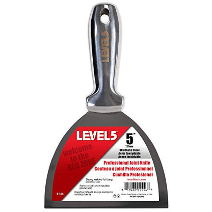 5" All Stainless Steel Joint Knife - LEVEL5 | Professional Grade Putty Blade, Premium Polished All-Metal, Precision Ground Edge, Ergonomic, Corrosion Resistant | 5-405 - size: 5-Inch