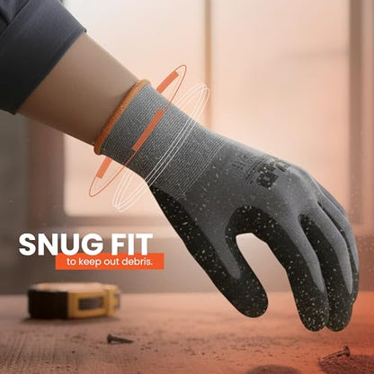 Cut Resistant Nitrile Grip Gloves | Durable Spandex & Nylon Safety Gloves with Elastic Knit Wrist - size: Medium
