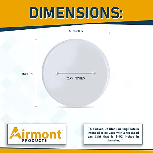 (2 Pack) AP-12031, 5 Inch White Metal Ceiling Blank-Up Cover, Used to Cover 3-1/2 Inch Round/Octagon Box Openings In Ceilings or Walls, Mounting Screws Included, Holes Are Spaced 2.75 Inches