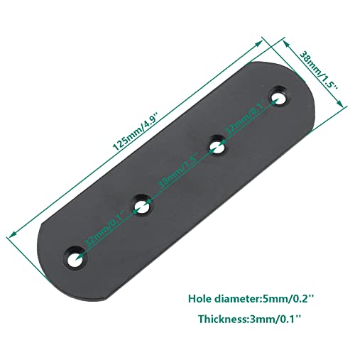 4 Pack Flat Mending Plate for Wood, ULIFESTAR Black Iron Flat Straight Brace Brackets Metal Repair Fixing Wood Brace Joining Plates Connector for Repairing Wooden Furniture with Mounting Screws - size: 4.9 X 1.5 X 0.12 Inches