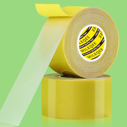 2Pack Double Sided Tape Heavy Duty, 1.8in x 33FT (66FT Total), Universal High Tack Strong Wall Adhesive with Fiberglass Mesh, Super Sticky Resistente Clear Tape, Easy Use Mounting Tape Strips - size: 2 Pack, Each 1.8" X 33ft
