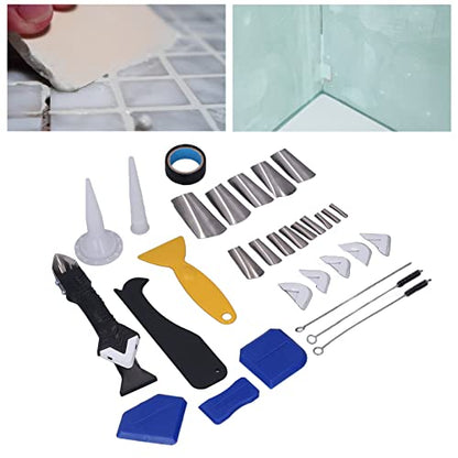 Tyenaza 5 in 1 Caulking Tool Set, Multifunctional Shovel Angle Scraper Silicone Sealant Finishing Tool