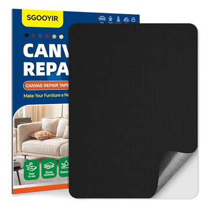 Self-Adhesive Canvas Repair Tape, 8.3" x 11" Waterproof Canvas Repair Patch, Fabric Patch Repairs Kit for Furniture, Tents, Sunbrellas, Boat Covers Awnings, Couches, Clothes, Bags Black - color: Black, size: 8.3" x 11"