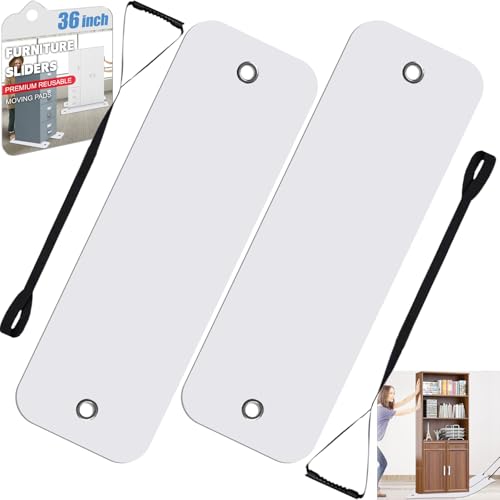 2 Pcs Appliance Sliders for Refrigerators Plastic Appliance Glide with Pull Strap Furniture Moving Slides for Tile Carpet Hardwood Floors (10''×36'') - size: 10''×36'' White
