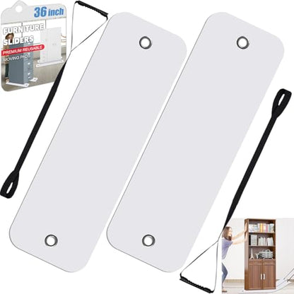 2 Pcs Appliance Sliders for Refrigerators Plastic Appliance Glide with Pull Strap Furniture Moving Slides for Tile Carpet Hardwood Floors (10''×36'') - size: 10''×36'' White