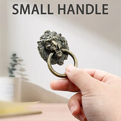 Zorfeter 6 Pcs Lion Head Knobs Pull, Antique Bronze Ring Pull Handles for Dresser Drawers Cupboard Closet Jewelry Box, with Screws - color: Lion Head Knobs