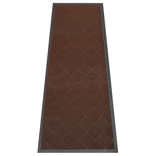Indoor Outdoor Door Mat, 6’x 2' Doormat for Entryway, Rubber Backing Non Slip Front Door Mat Outside Entrance, Super Absorbent Commercial Floor Mat for Home Office, Brown - color: Brown Diamond, size: 2' X 6' (Rectangular)
