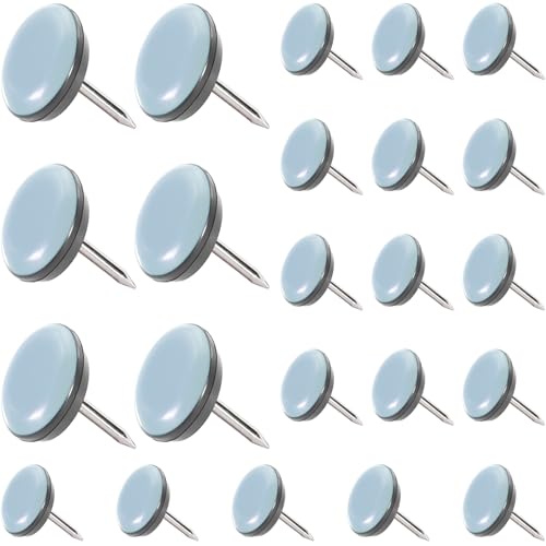 24 Pack Teflon Chair Sliders, Nail on Furniture Glides, 0.87 Inch Round Floor Protectors, 22 mm Heavy Duty Furniture Pads, PTFE Sliding Block for Table, Cabinet, Sofa (Grayish Blue) - color: 24pcs Φ 22mm, size: ROUND