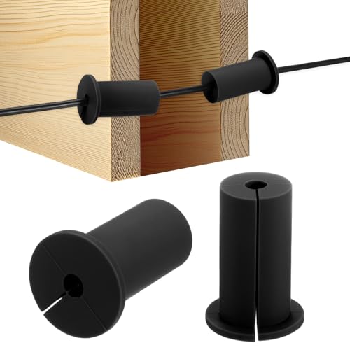 M METERXITY 2-Pack Cable Routing Kit, for 1 Inch Wall Hole Silicone Feed Through Wall Grommet Cable Punch Grommet Wall Hole Cover Bushing for Ethernet Cable [52mm Length, Black] - color: Black, size: 1" x 2.05"