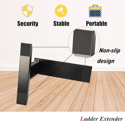 Heavy-Duty Ladder Extender Pro, High Strength Ladder Stabilizer for Stairs, Non-Slip Foldable Ladders Extension Black (ZALD-S01)