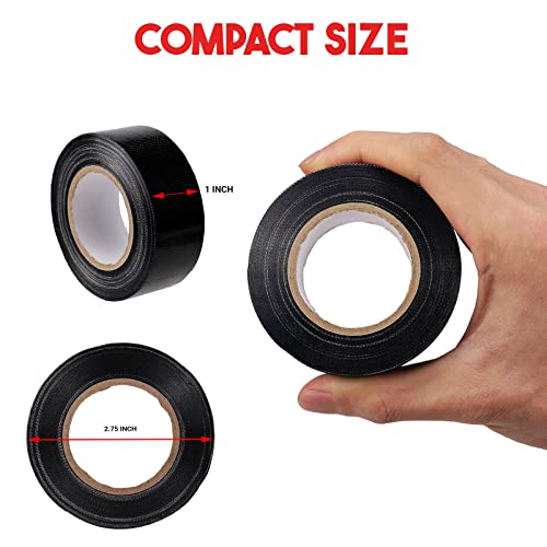 Mini Duct Tape, 1" x 10 yd Travel Size Duct Tape 1 Pack, Small Roll, Waterproof, Emergency Kit, Multi-Purpose, Tear by Hand for Indoor Outdoor Use, Repairs, Black - size: Black