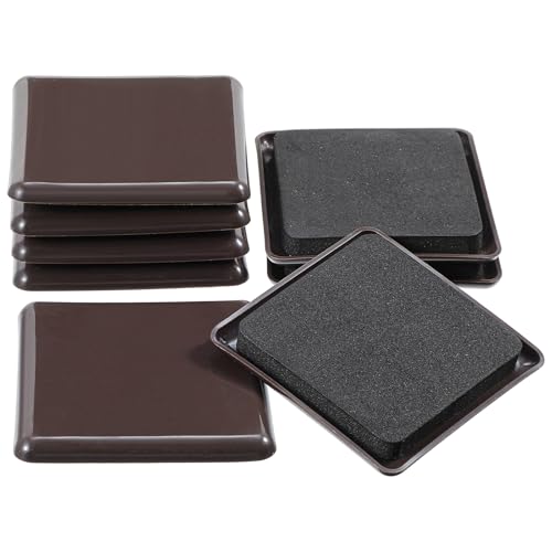 8 PCS Furniture Sliders for Carpet, Square Plastic Moving Slider, 3.5 Inch Sliders for Furniture on Carpet Protectors(Brown) - style: Square
