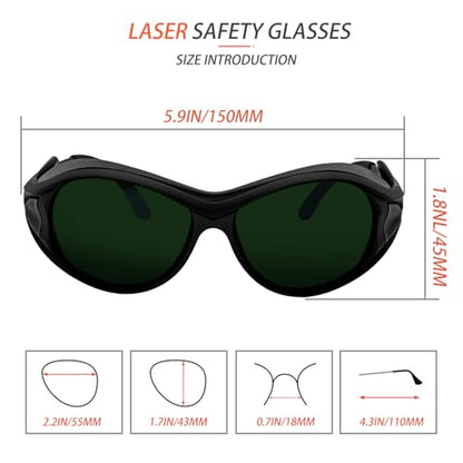 Red Light Therapy & Laser Safety Glasses - Green Tinted Eye Protection for Tanning Beds & Laser Hair Removal (190nm-450nm & 560nm-2000nm), ANSI Certified for Cosmetology Operators - color: Green-1