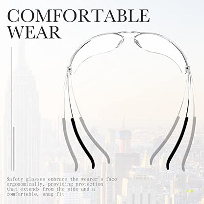 Queekay 12 Pack Safety Glasses Bulk Impact UV Scratch Glasses Protective Eyewear for Men Women Adolescents Eye Protection for Work Lab Construction Science (Clear) - color: Clear