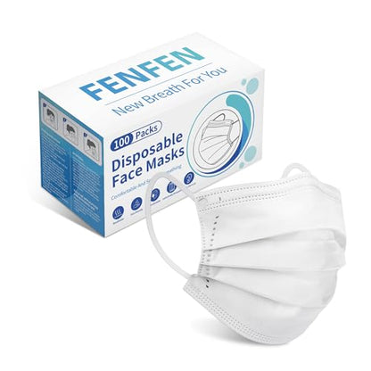 Disposable Face Mask For Adults - Travel Essentials, 100 Pack Individually Wrapped, 4 Ply Protection,Safety Masks Disposable - color: White