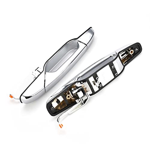 Exterior Chrome Door Handle 4 PCS Front Rear Driver & Passenger Compatible with 2007-2014 Cadillac Escalade Chevy Avalanche Silverado Suburban GMC Sierra Yukon OE # 22738722 22738721 20828258 - color: Chrome