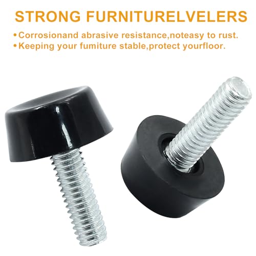 24 Pcs M6 Furniture Leveling Feet Adjustable Table Levelers Chair Glide Leveling Screw in Threaded for Patio Furniture Tables Chairs - size: M6
