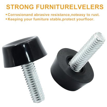 24 Pcs M6 Furniture Leveling Feet Adjustable Table Levelers Chair Glide Leveling Screw in Threaded for Patio Furniture Tables Chairs - size: M6