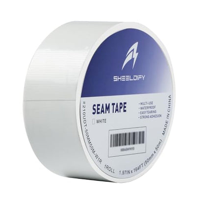 1.97" x 164‘ Seam Tape - Duct Tape Edge Tape Heavy Duty Multi-Purpose, Hand-Tearable, No Residue, White, 1 Roll - color: White, size: 1.97" x 164' 1Roll
