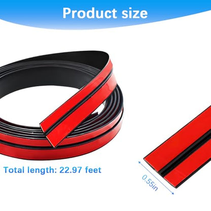 23FT Car Weather Stripping, 14mm Rubber T Shape Soundproof Adhesive Vehicle Front & Rear Windshield Seal Strip, Auto Sealing Weatherstrip Trim, Universal for SUV Sedan Truck - size: 7M/14MM
