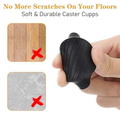 8 Pack Round Rubber Furniture Caster Cups, Non Slip Furniture Pads 1.5 x 1.5 Furnitures Gripper Anti Slide Floor Protector Rubber Furnitures Feet for Bed Couch Table Chair Stoppers(Black) - color: Black
