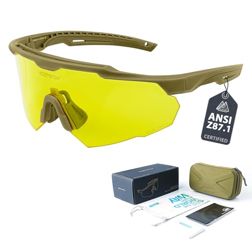 Shooting Glasses Anti Fog with High Definition Lenses, ANSI Z87+ Certified Tactical Safety Glasses for Men Women - color: A4-yellow