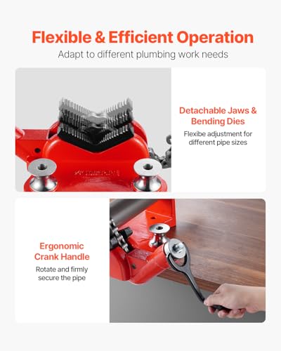 VEVOR Heavy-Duty Pipe Chain Vise, 1/2" - 8" Pipe Capacity, 34.6" Rugged Chain & Cast Iron Base, Industrial-Grade Pipe Clamping for Plumbing, Automotive Repairs, Metalworking - size: 1/2" - 8" Bench Mount