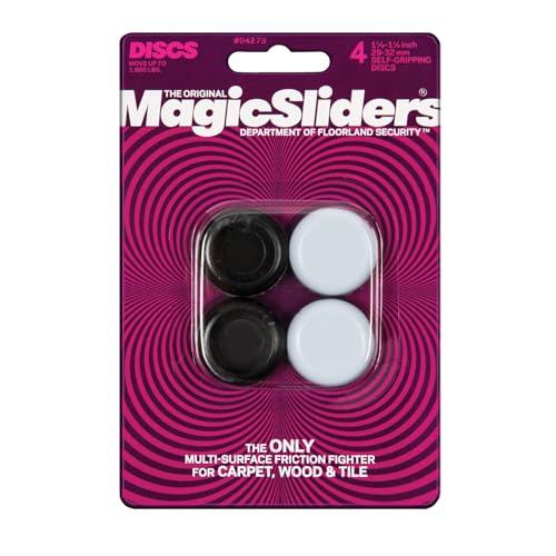 Magic Slider 1/4" Round Self-Adhesive Furniture Sliders – Protect Floors from Scratches – Works on Wood, Tile, Carpet & Vinyl – Pack of 1|4-Pieces
