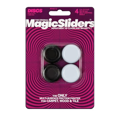 Magic Slider 1/4" Round Self-Adhesive Furniture Sliders – Protect Floors from Scratches – Works on Wood, Tile, Carpet & Vinyl – Pack of 1|4-Pieces