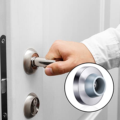 Pangda Concave Wall Door Bumper Stop Silver Stainless Steel Wall Door Bumper with 1-1/8 Inch Gray Round Rubber Protector Stops(Silver,18 Pieces) - color: Silver