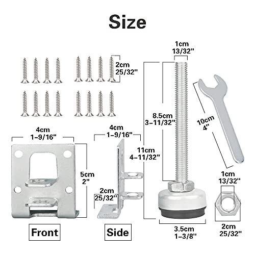 4 Pack Heavy Duty Leveling Feet, Furniture Leg Adjustable Load Levelers Foot, Furniture Leveler Leg, Leveling Height for Workbench Cabinet Pool Table Bench Machine Cabinet Refrigerator Feet - color: Silver