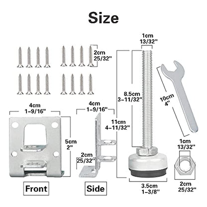 4 Pack Heavy Duty Leveling Feet, Furniture Leg Adjustable Load Levelers Foot, Furniture Leveler Leg, Leveling Height for Workbench Cabinet Pool Table Bench Machine Cabinet Refrigerator Feet - color: Silver
