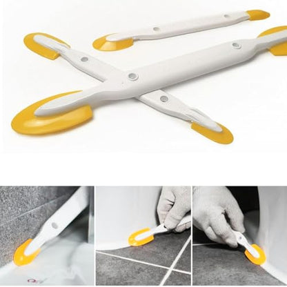 2-in-1 Double-Sided Caulking Tool Set with 4 Heads - Two-Way Silicone Finishing Tool for Bathroom Kitchen Tile Grout, Professional Sealant Smoothing Spatula, Reusable & Scratch-Free (S+L 2-Pack)