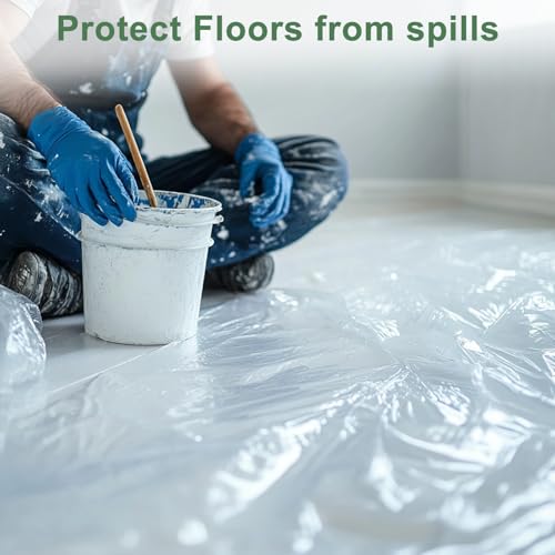 6pcs 9x12ft Plastic Drop Cloths - Disposable Painter's Sheeting & Tarps for Painting, Waterproof Furniture/Couch/Floor Protection - size: 6pack