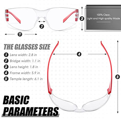 Yunsailing 64 Pairs Clear Safety Glasses for Man Woman Protective Glasses with Anti Fog Lens Scratch Impact Resistant Adult Color Temple Wrap Eye Protection Lab Shooting Construction