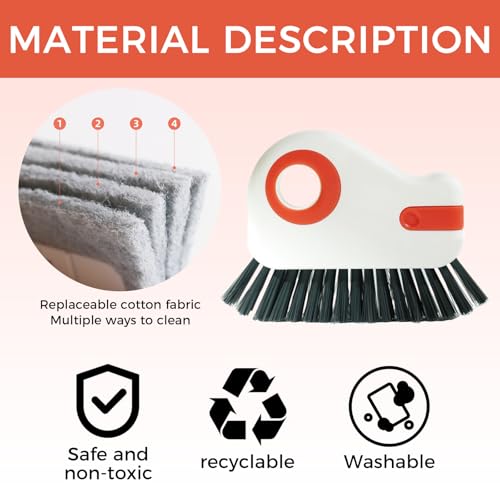 2 Sets Window Track Cleaner Tools, 2-in-1 Groove Cleaning Brush with Scraper & Dustpan, Hard Bristle Crevice Brush for Sliding Door, Window Sill, Shower Seal, Reusable Deep Cleaning Tools